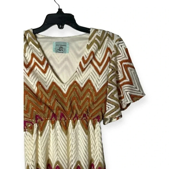 1821. JUDITH MARCH CUTOUT LACE MINI DRESS BOHO THEMED CHEVRON MATERIAL‎ SIZE SM - Picture 2 of 9